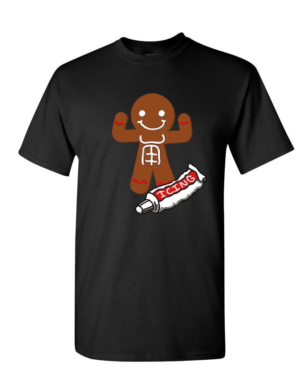 Gingerbread Man Icing Abbs TShirt Funny Christmas Holiday Xmas Mens