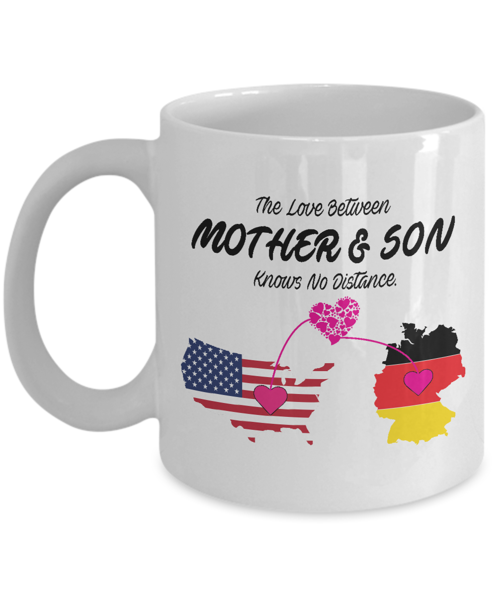 the love between mother and son knows no distance mug