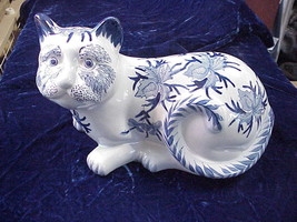 Vintage DELFTS Style Large Life Size Cat No Hallmarks or Labels Ceramic  - $74.24