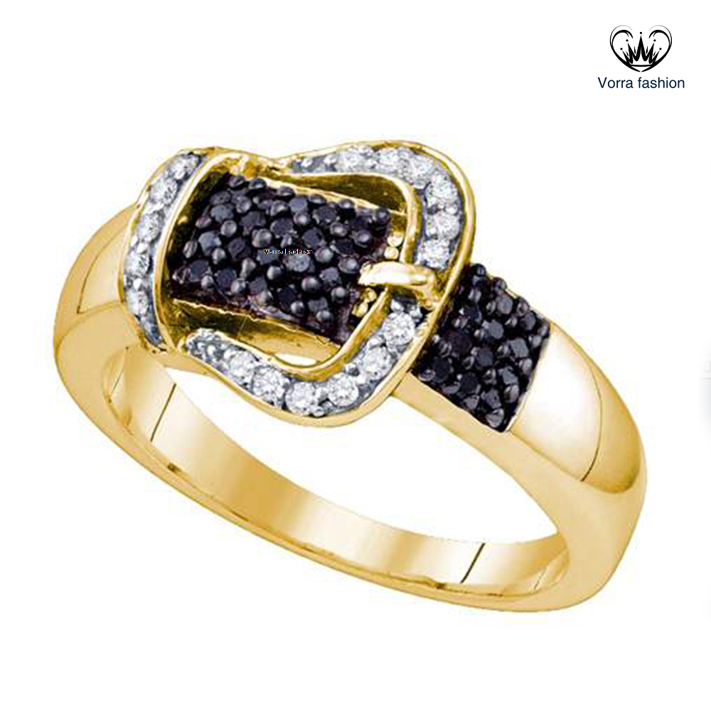 Belt Buckle Ring For Women&#39;s 14k Yellow Gold Plated 925 Silver Round Cut Diamond - CZ ...