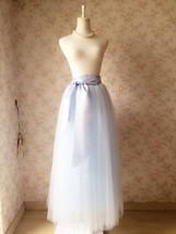 Floor Length LIGHT BLUE Maxi tulle skirt Plus Size Wedding Tulle Skirt 3 layered