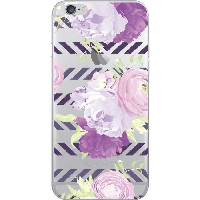 OTM iPhone 7-6-6s Hybrid Clear Phone Case, Peonies & Ranunculus Purple