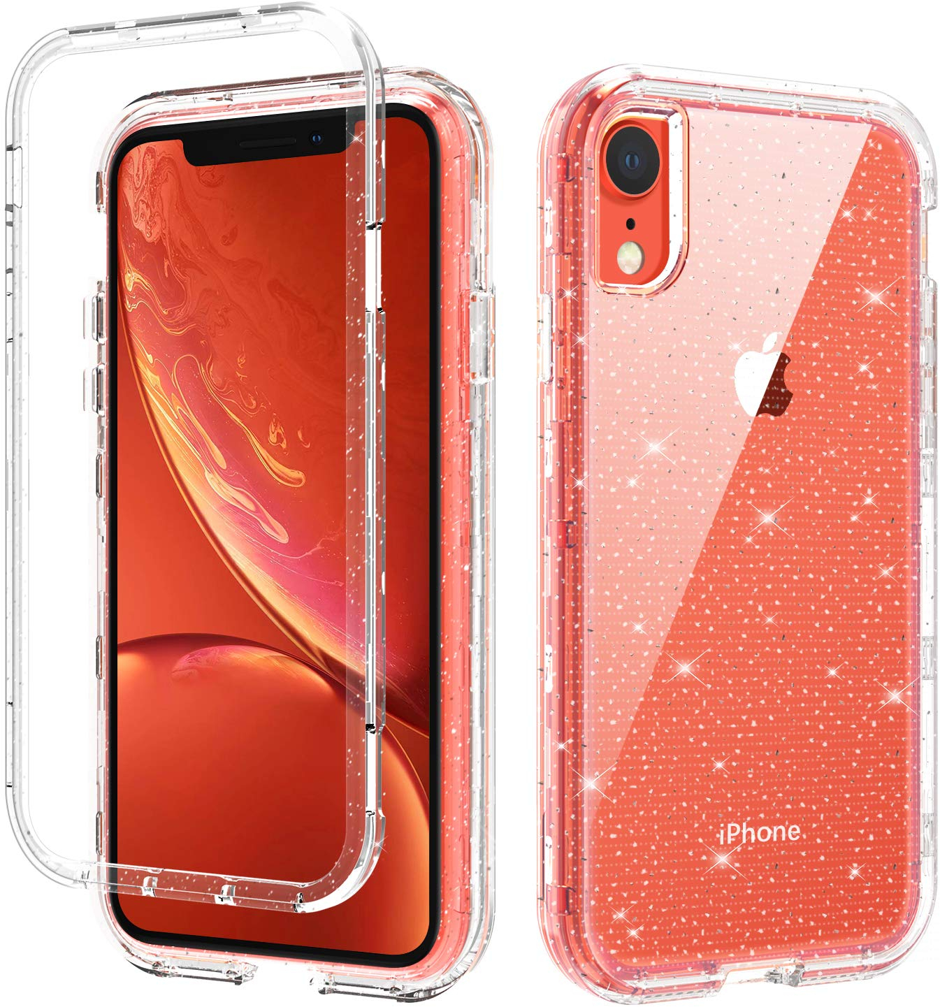 iPhone XR Case, GUAGUA Glitter Bling Clear Crystal Shiny Sparkly Cover