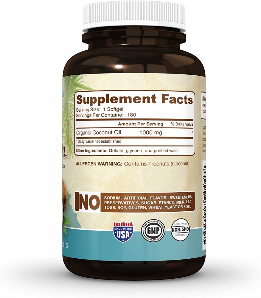 Coconut Oil Capsules 1000 mg Extra Virgin 180 Softgels Great