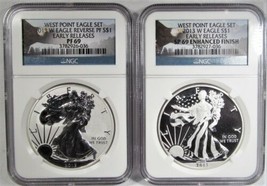 2013-W 1Silver Eagle Enhanced &amp; Reverse Proof 2 Coin Set NGC PF69 &amp; SP69... - $296.01