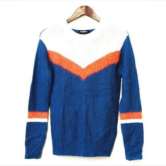 Primary image for Freshman 1996 Women's Size XS Knit Long Sleeve Sweater Blue White Multi Color 