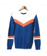 Freshman 1996 Women&#39;s Size XS Knit Long Sleeve Sweater Blue White Multi ... - $14.80