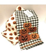 Halloween Kitchen Cup Towels Jack O Lantern 2 set Spooky Holiday Home Decor NEW - £13.60 GBP