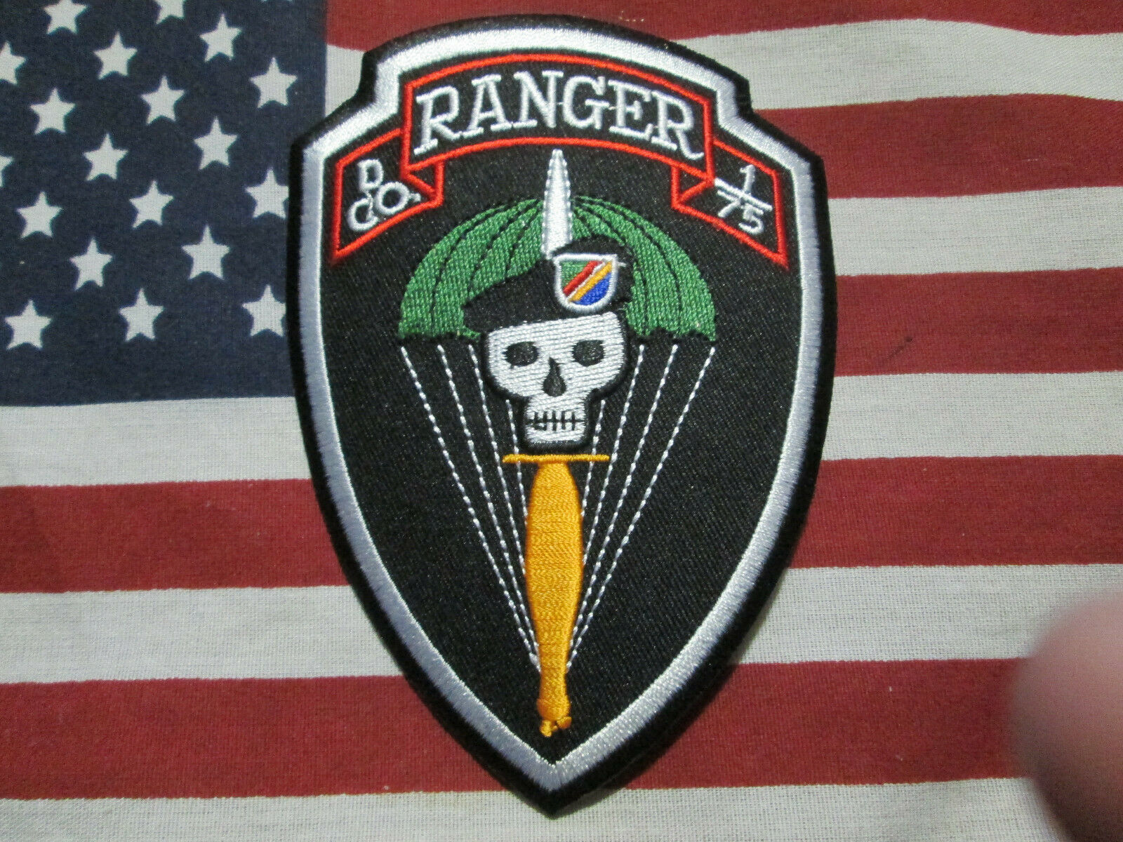 US ARMY D CO 1ST BN 75TH RANGER REGIMENT POCKET PATCH BLACK BERET C/E ...