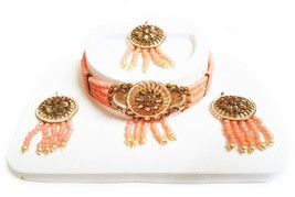 Indian Bridal Golden Stone Choker Necklace, Earrings &amp; Maang Tikka Set P... - $13.84