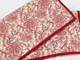 Pottery Barn Batika Floral Red Linen Blend 2-PC 20-inch Square Pillow Covers - $55.00