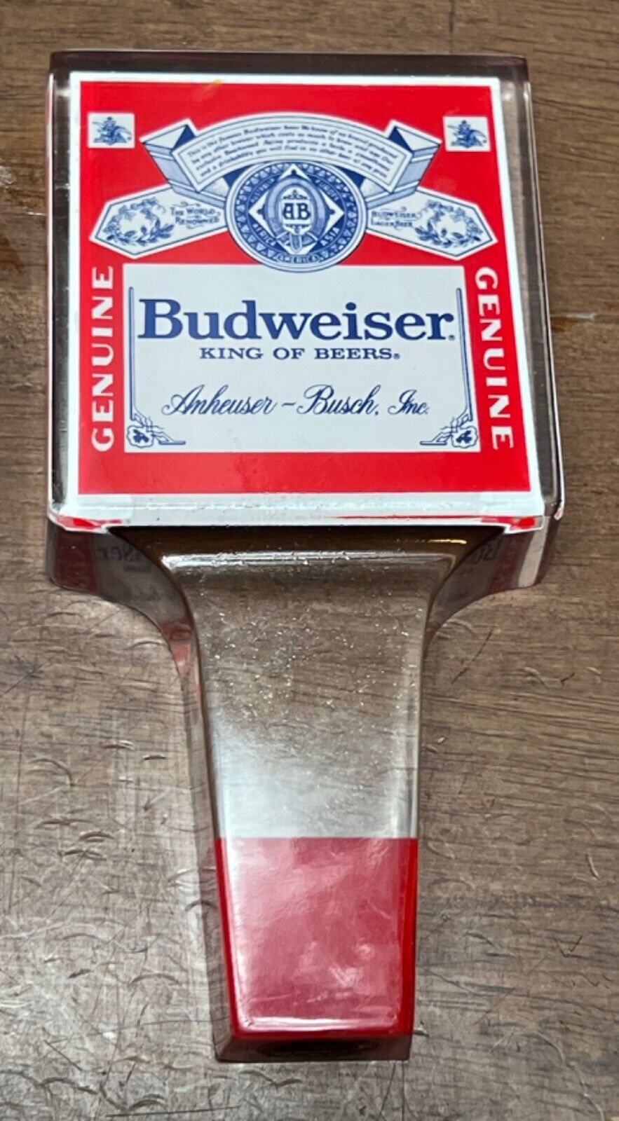 VTG Tap Handle Pull Knob Beer BUDWEISER 6" King of Beers Lucite Acrylic - $15.00
