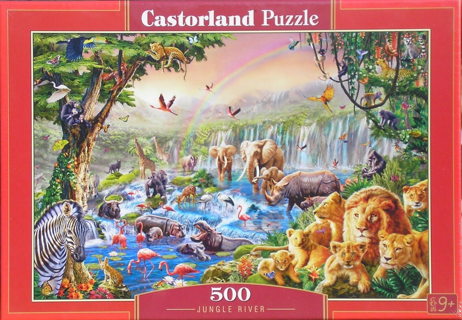 Castorland Jungle River 500 pc Jigsaw Puzzle Africa Animals Rainbow