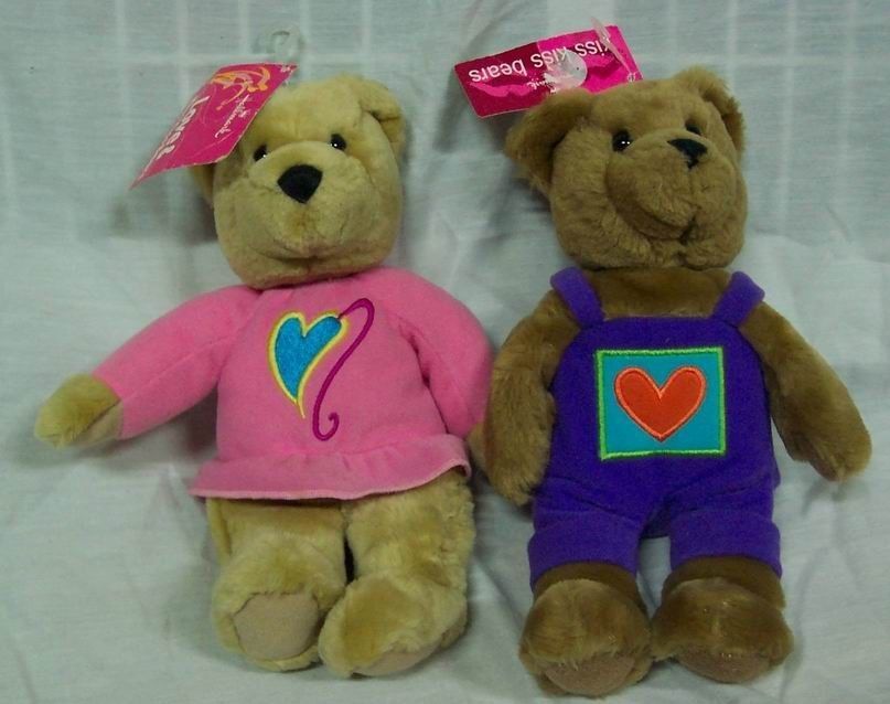 Hallmark Love & Kiss Teddy Bears Magnetic Matching Pair 10" Plush Stuffed Animal for sale online