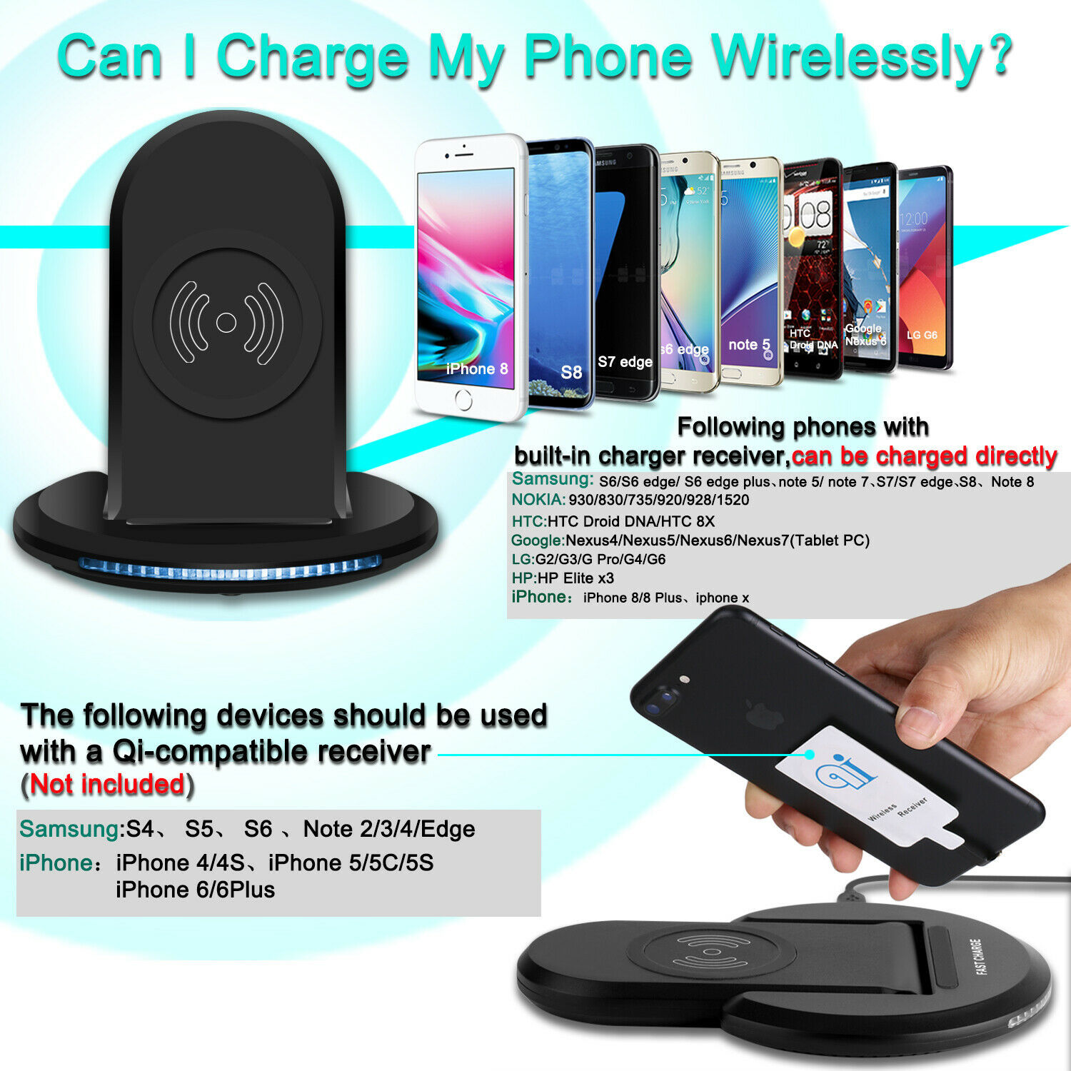 For Google Pixel 4/4 XL 3 XL Qi Wireless Fast Charger Stand Dock /QC 3.