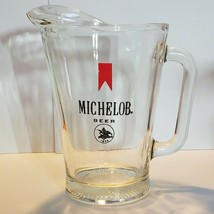 Michelob Beer Red Ribbon Heavy Duty Glass Pitcher 48oz 7 1/2&quot; Tall D Handle - $16.66