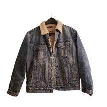 Gap Sherpa Lined Denim Jacket Vintage Distressed Worn Mens Trucker Jacke... - $118.79