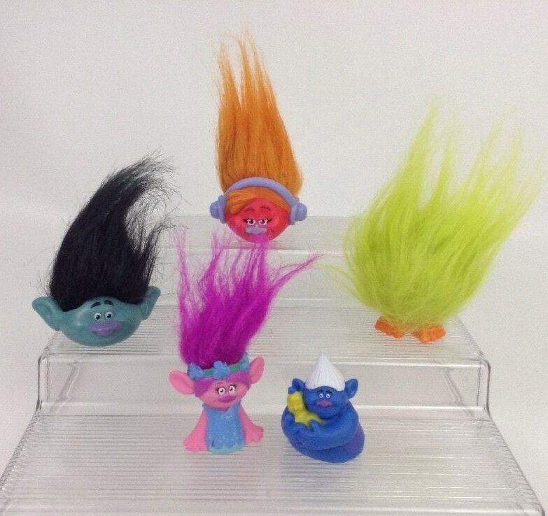 Trolls Head Pencil Toppers and Finger Puppet Toys Lot 5pc McDonalds