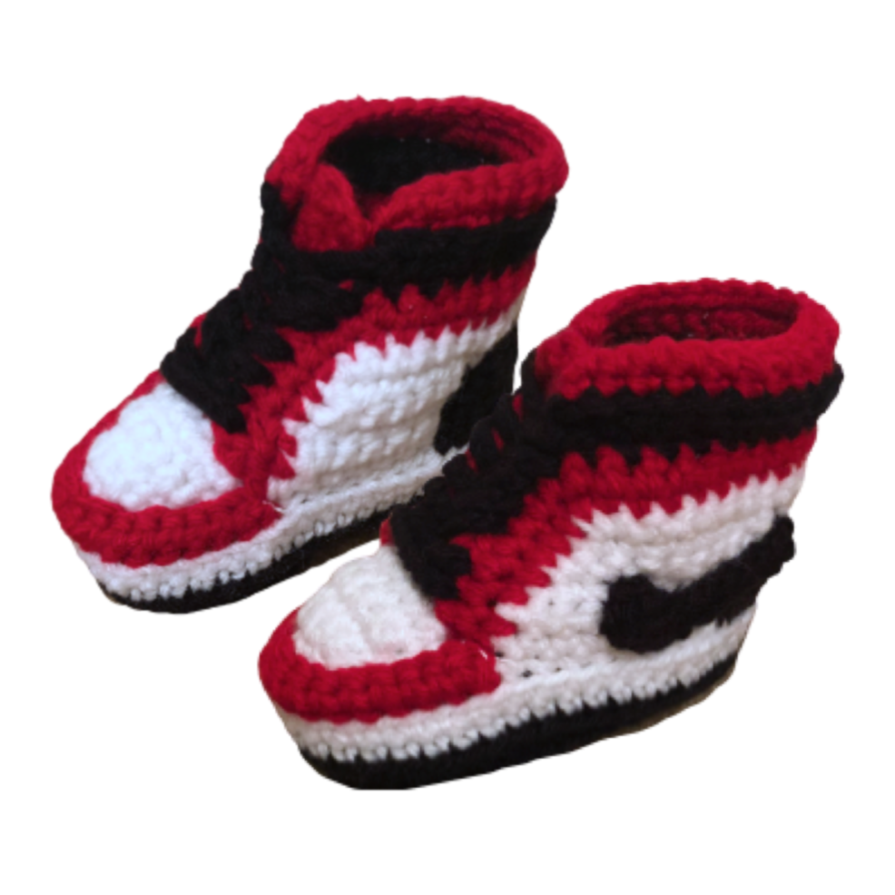 48.Air J 1 High   Red Baby Crochet Shoes