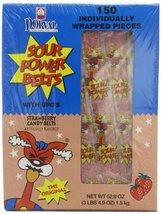 Sour Power Strawberry, Individually Wrapped Belts, 52.9 Ounce (Pack of 150) - $24.73