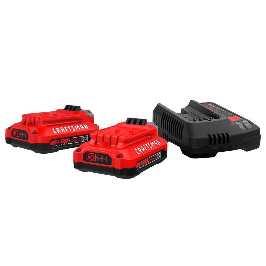 Craftsman V20 2 Pack 20 Volt Max 2 Amp Hours Lithium Power Tool Battery Kit Cha Ups Batteries