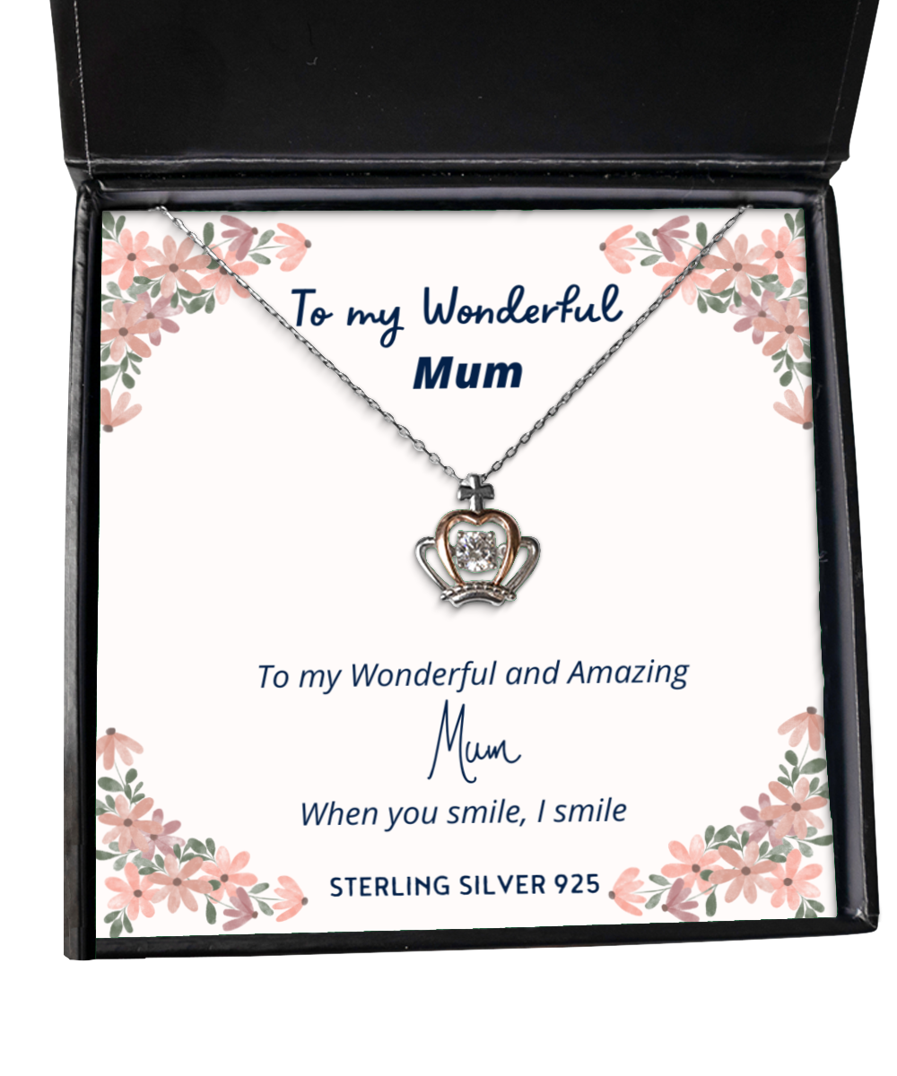 To my Mum, when you smile, I smile - Crown Pendant Necklace. Model 64037