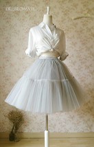 LIGHT GRAY Full Tulle Skirt Knee Length Ballerina Skirt Gray Skirt Plus Size NWT