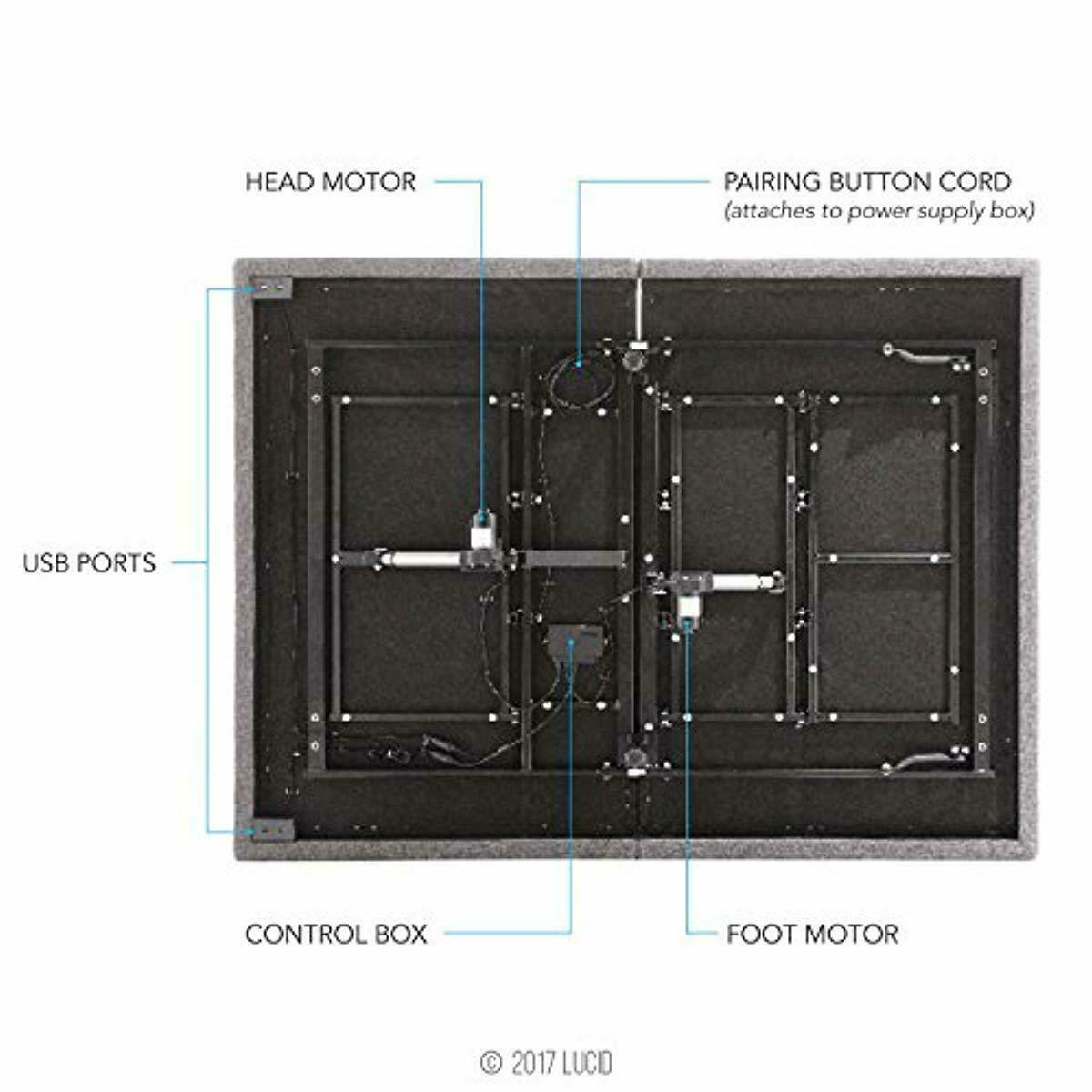 LUCID L300 Adjustable Bed Base 5 Minute Assembly Dual USB Charging
