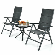 2 Pieces Patio Folding Dining Chairs Aluminum Padded Adjustable Back image 3