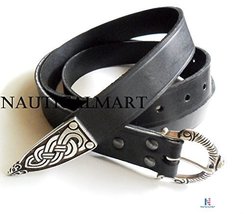NAUTICALMART Medieval Leather Belt 165 x 3 x 0.3 cm Black With Buckle and Belt