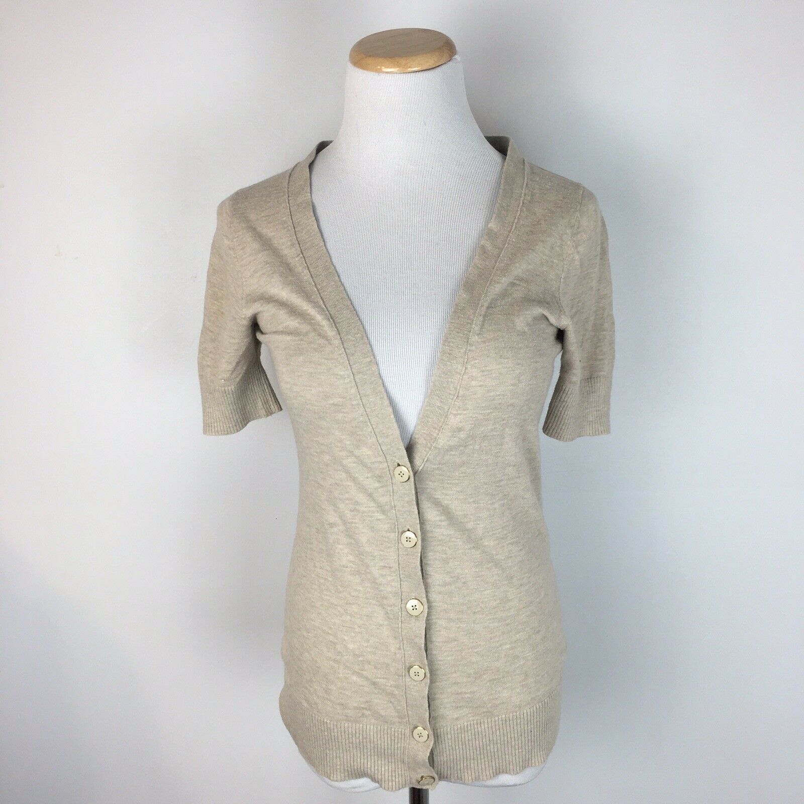 Banana Republic Women's Light Brown Short Sleeve Cardigan Sweater Size