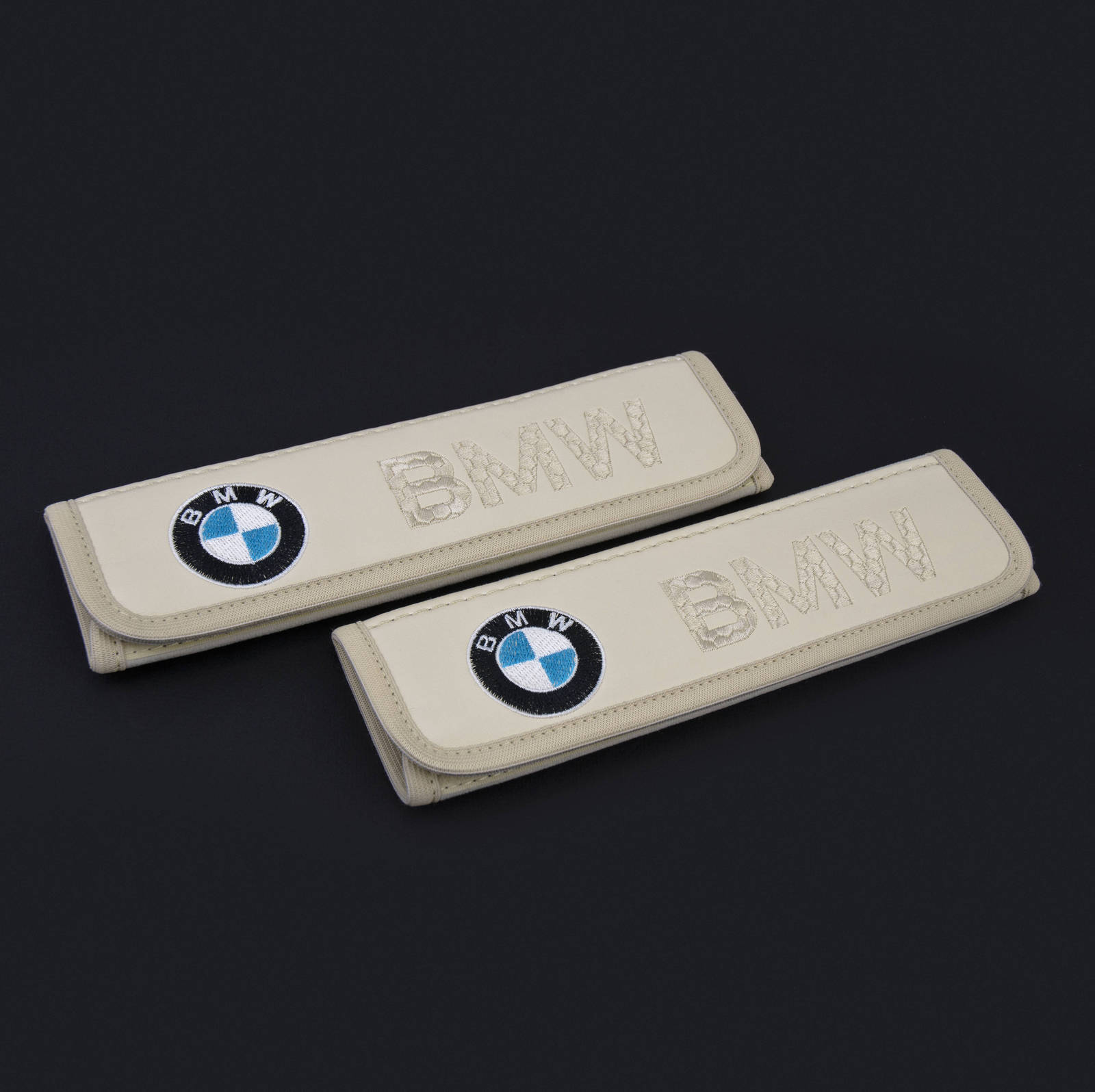 BMW leather seat belt covers pads Emblem embroidery Interior BMW