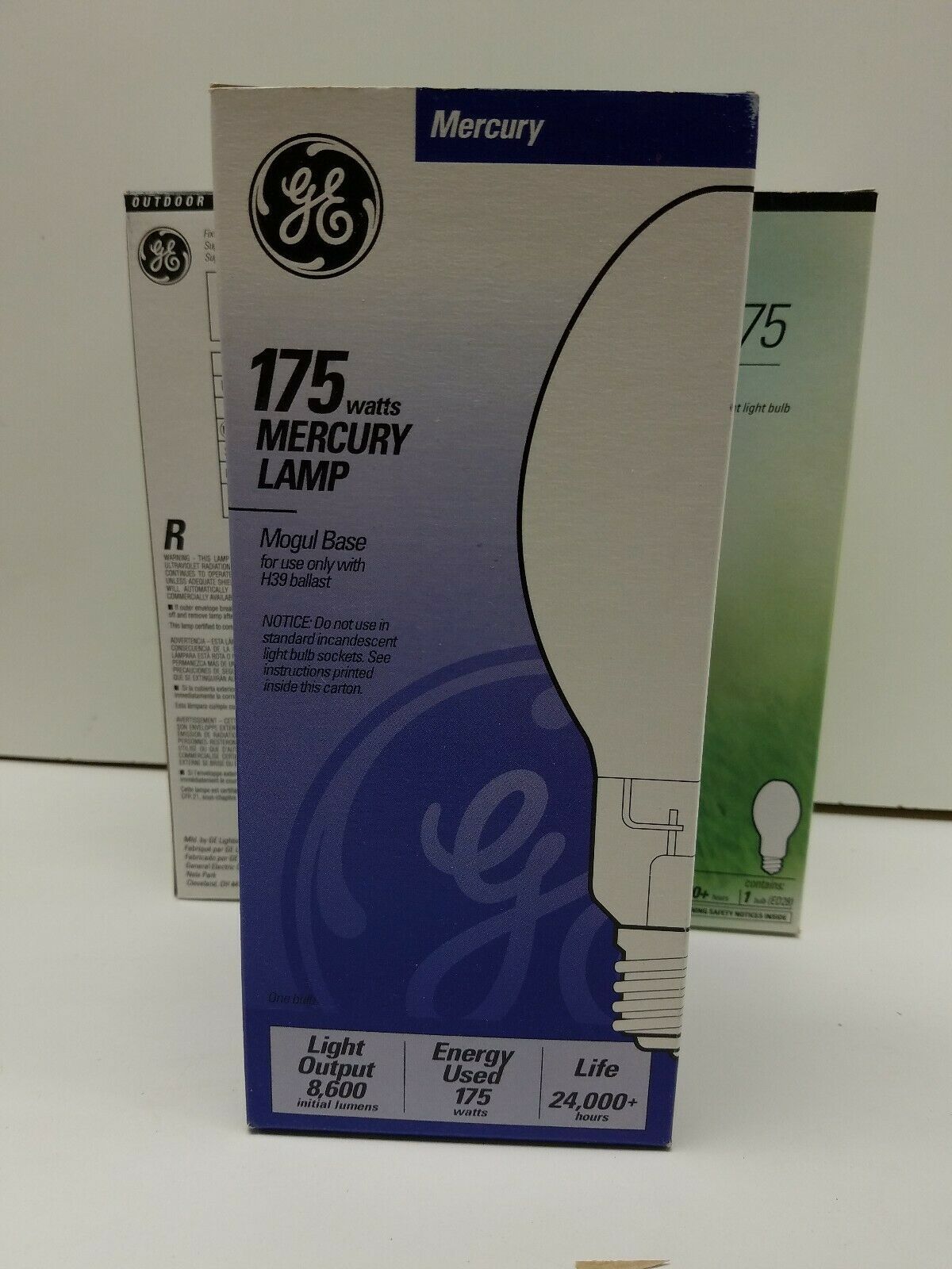 Lot of 2 GE R175 MERCURY HR175DX39 Vapor Bulb ED28 175 Watts H39