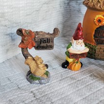 Fall Fairy Garden Set, Sunflower Fairy House, Tiny Gnome Hut, Autumn Fairy Decor image 9