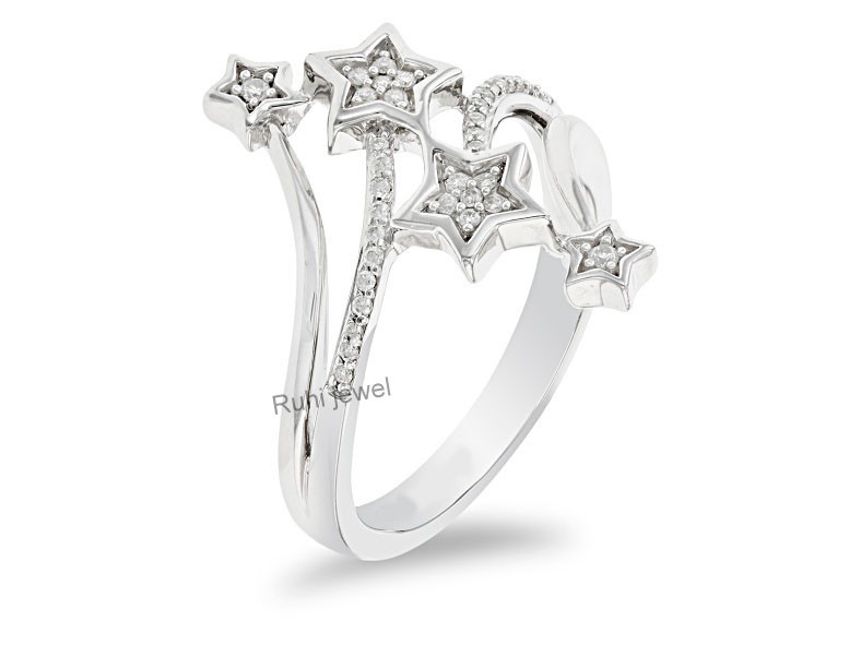 Enchanted Disney Tinker Bell Star Ring White Diamond In 925 Silver gift rings