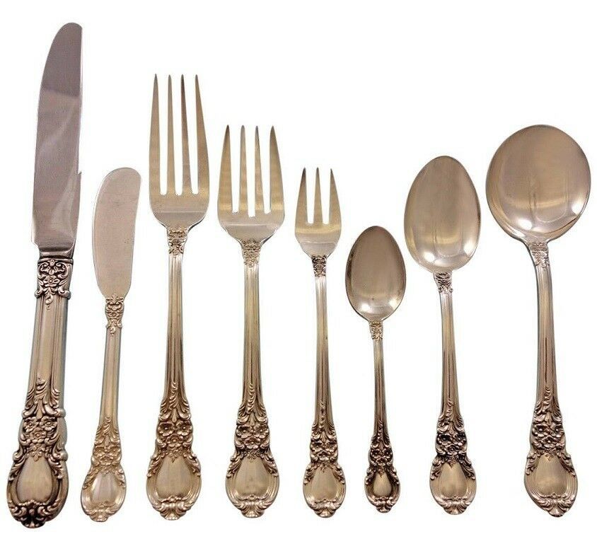 Primary image for American Victorian by Lunt Sterling Silver Flatware Set 18 Service 147 Pieces