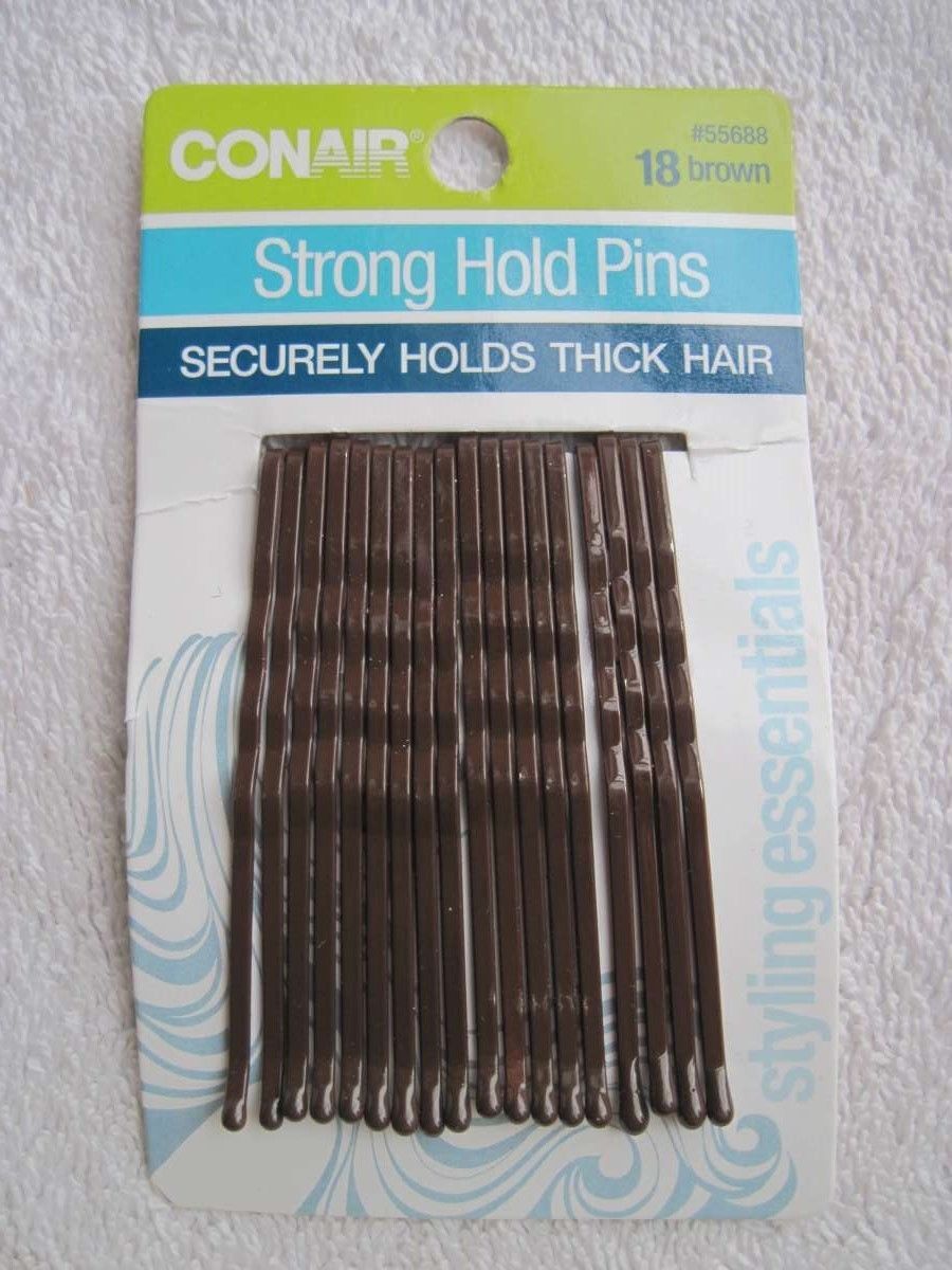 18 Conair Brown Strong Hold Pins Secure Hold Thick Hair Metal Styling Bobby Pin