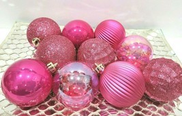 (10) Christmas Hot Pink Flamingo Shiny Glitter Plastic Tree Ornaments De... - $16.82