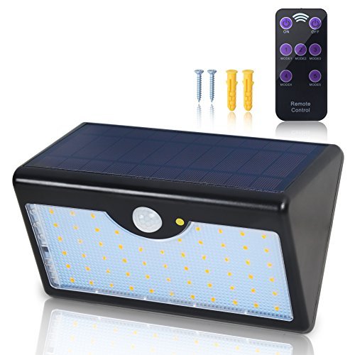 Solar Light Outdoor with Remote Control, 60 LED 1300LM 5Mode Wireless