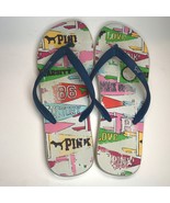 Victoria&#39;s Secret Pink flip flops sandals collegiate college banner Size... - $5.94