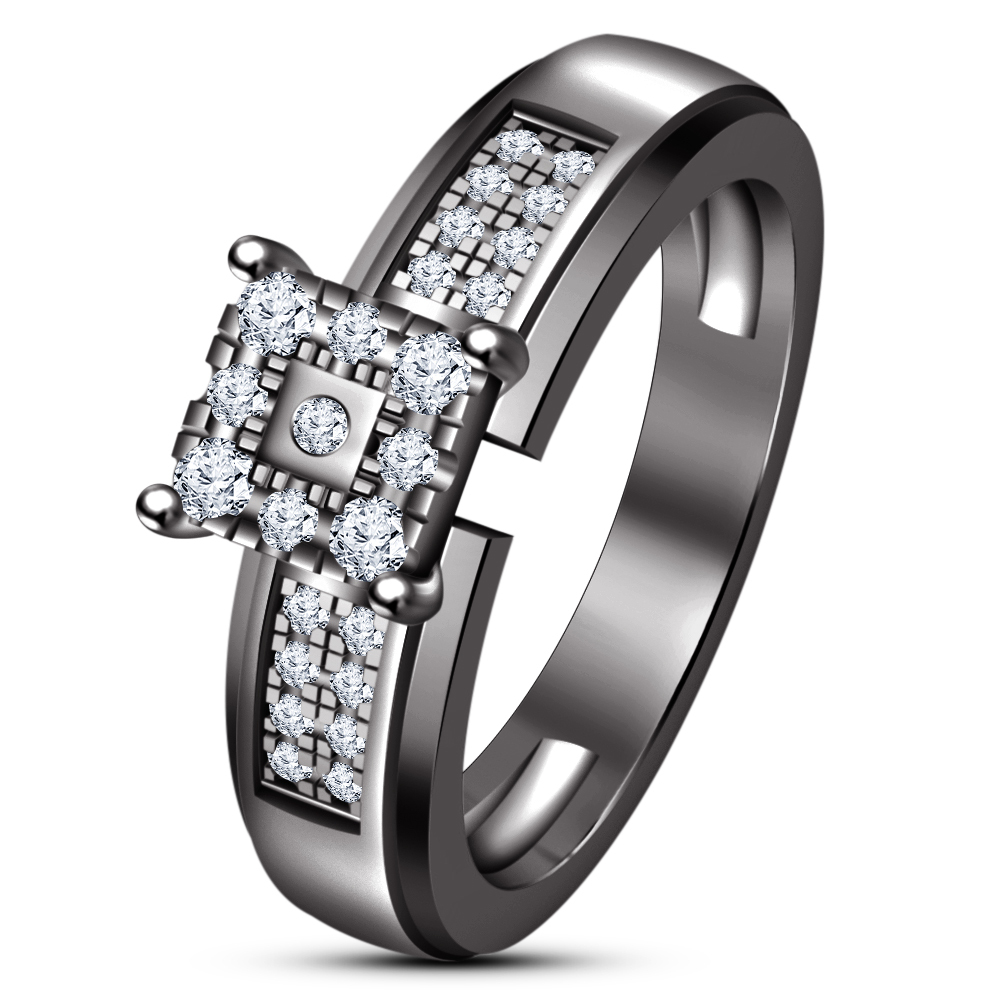 14K Black  Gold Finish His Her  Diamond Wedding  Engagement 