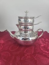 Raj Teapot British Empire Stacked Silver Plated Tea Service India 4 pcs ... - $38.69