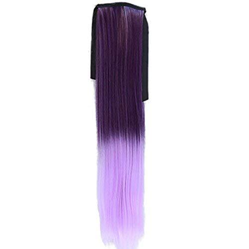Wig Cauda Equina/Long Straight Braided Ponytail/Gradient Belt Type False(Purple)