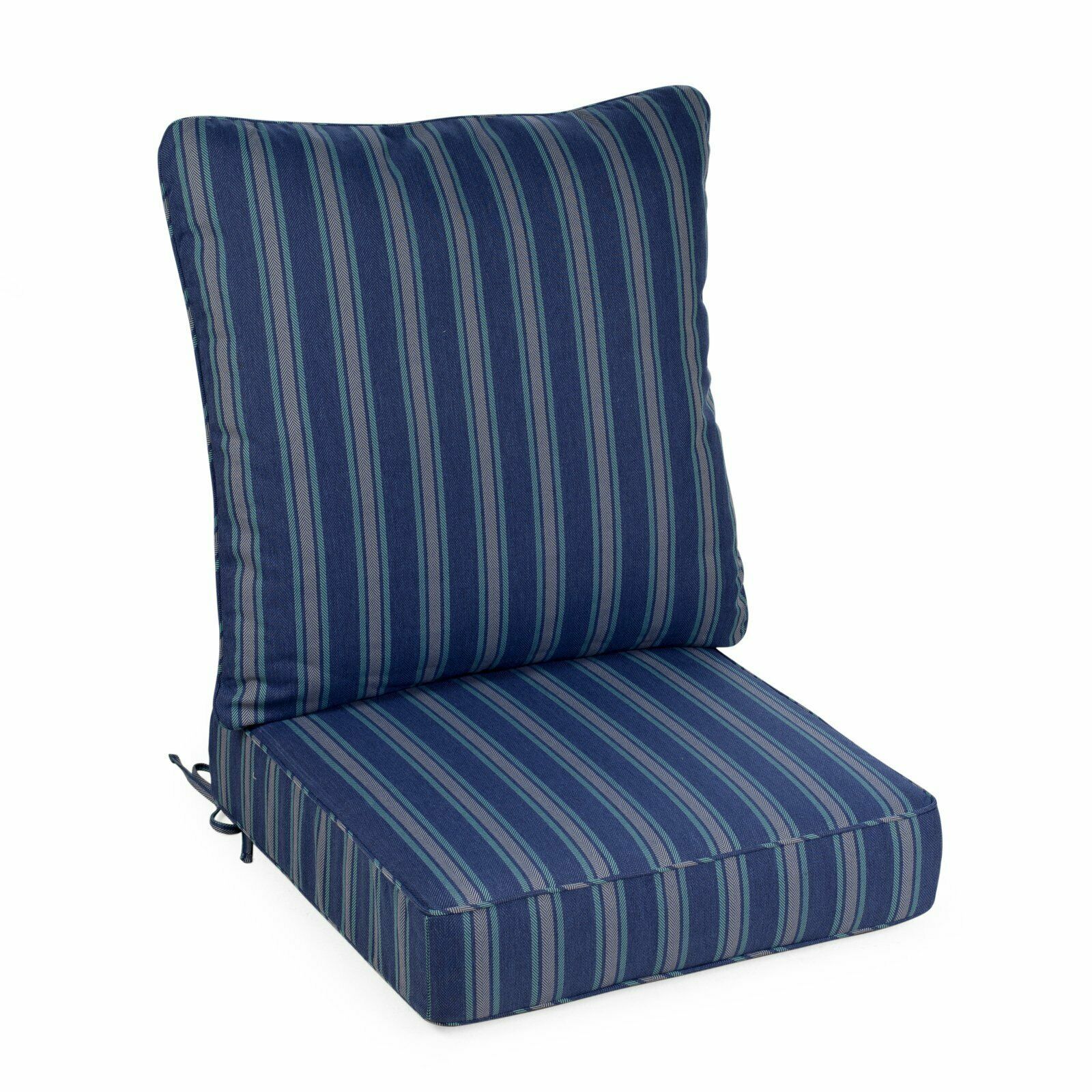 Dark Blue Stripe Outdoor Deep Seat Cushion Set For Patio Chair Seat
