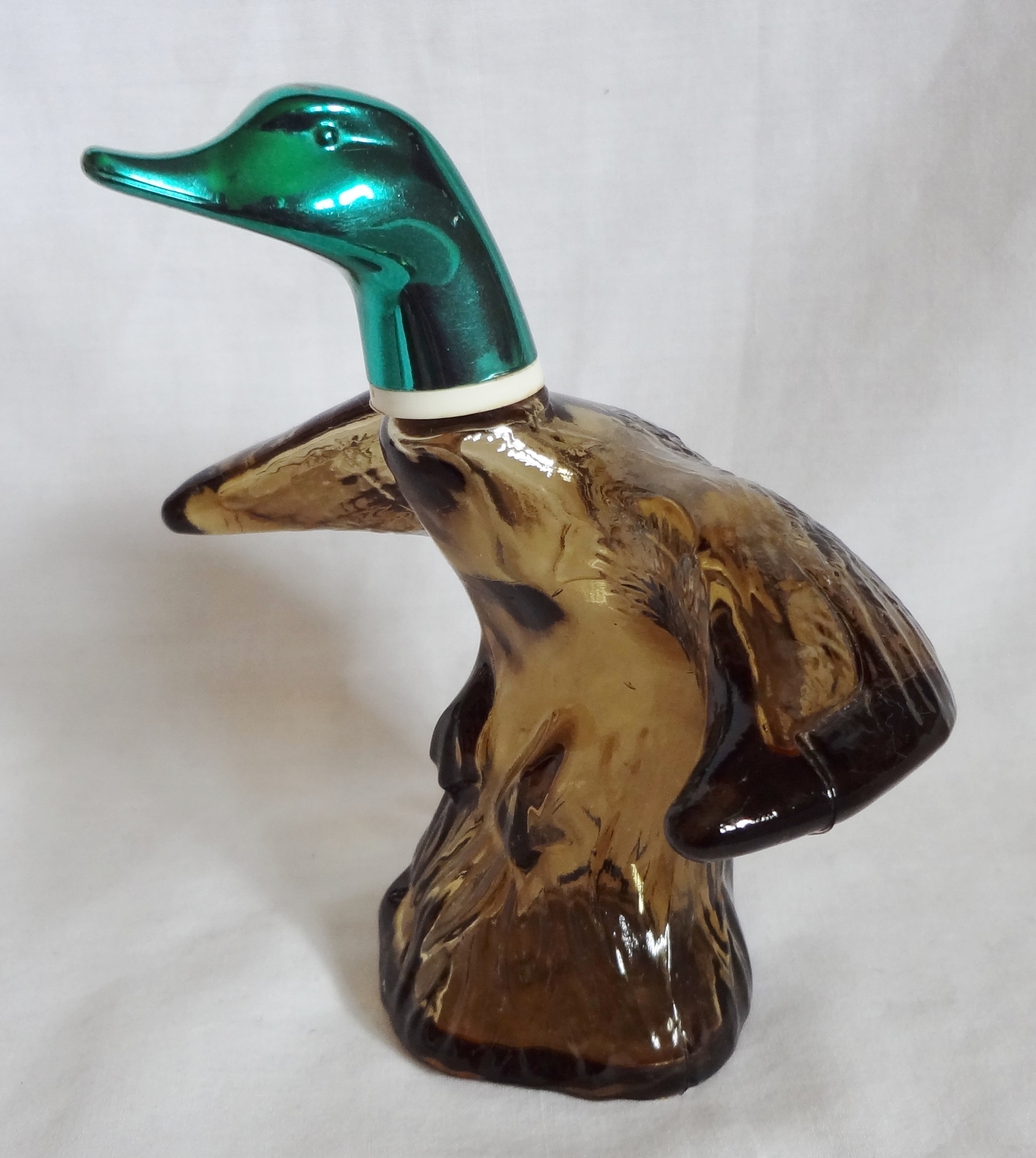 Avon Mallard Duck Drake in Flight Amber Decanter Bottle Teal Green Head ...