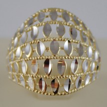 SOLID 18K WHITE &amp; YELLOW GOLD BAND RING LUMINOUS FINELY WORKED MADE IN I... - $574.90