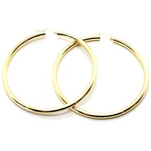 18K YELLOW GOLD ROUND CIRCLE EARRINGS DIAMETER 70 MM, WIDTH 3 MM, MADE IN ITALY image 1
