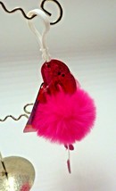 Pink Flamingo Pom Pom Key Ring Charm Bag ID Backpack zipper Pull  - £8.13 GBP