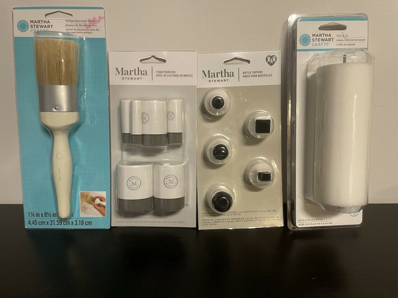 MARTHA STEWART VINTAGE DECOR PAINT BRUSH, FOAM ROLLER, BOTTLE TOPPERS