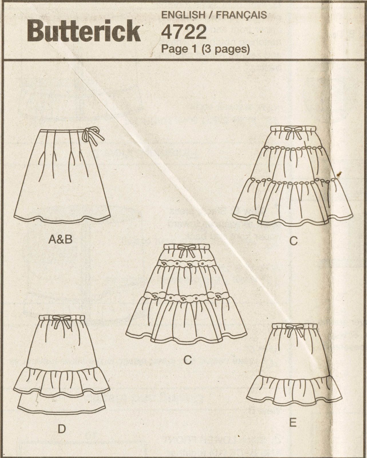 Girls Fast Easy Pleated Tierd Ruffled Gathered Skirts Sew Pattern 7-10 ...